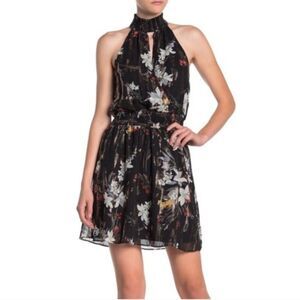 Max & Ash black floral halter dress - XS